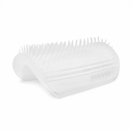 Arco Masajeador para Gatos – Cepillo de Autolimpieza con Cerdas Suaves y Base Rascadora | Juguete y Peine en Uno