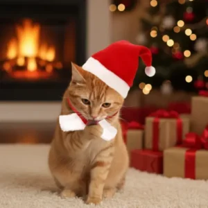 Set Navideño para Perros y Gatos – Gorro de Papá Noel + Bufanda Ajustable | Para Cachorros y Gatos Pequeños