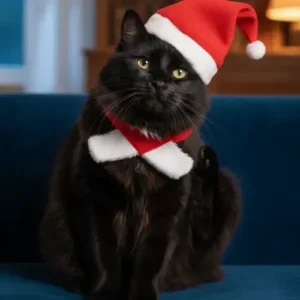 Set Navideño para Perros y Gatos – Gorro de Papá Noel + Bufanda Ajustable | Para Cachorros y Gatos Pequeños