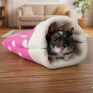 Cama Tipo Saco de Peluche para Cobayas y Hámster – Sleeping Bag Suave con Lunares