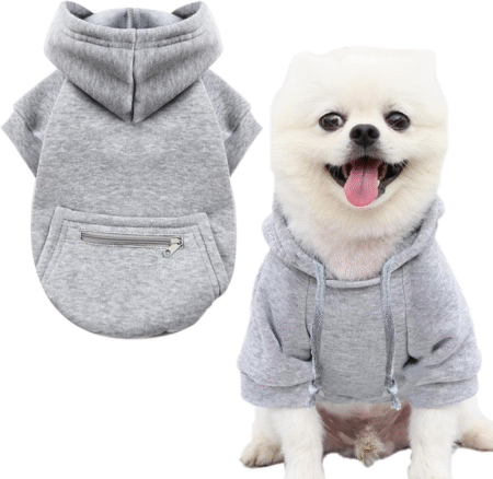 Abrigo con Capucha para Perros Pequeños – Chaqueta de Invierno Cálida con Bolsillo (Gris)