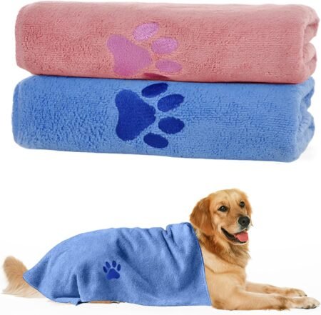 2 Toallas Para Perro, 75 X 35 Cm, Toalla De Microfibra Suave Para Perro, Absorbente Y De Secado Rápido, Toalla De Baño Para Mascotas Para Todas Las Razas, Perros, Gatos, Toalla De Secado Más