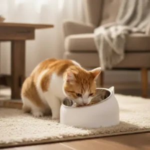 Comedero Elevado 15° para Gatos y Perros Pequeños – Cuenco de Acero Inoxidable Antideslizante y Ergonómico