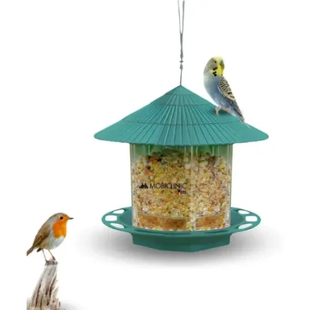Mobiclinic®, Comedero Colgante Para Pájaros, Exterior, Capacidad 1.2L, Balcón Y Jardín, Educación Al Aire Libre, Pico, Alimentación De Aves, Elemento Decorativo