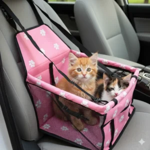 Asiento Transportín Impermeable para Coche – Cama Plegable con Malla para Perros Pequeños y Gatos | Viaje Seguro