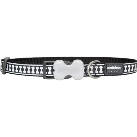 Collar Reflectante para Perros Red Dingo con Huesos | Negro y Resistente