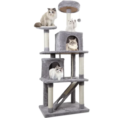 Árbol Rascador para Gatos Nobleza 161 cm | 5 Plataformas, 2 Cuevas y Postes de Sisal