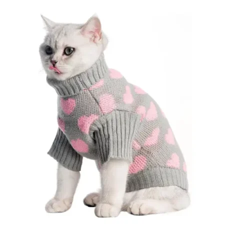 Jersey de Cuello Alto para Gatos con Corazones
