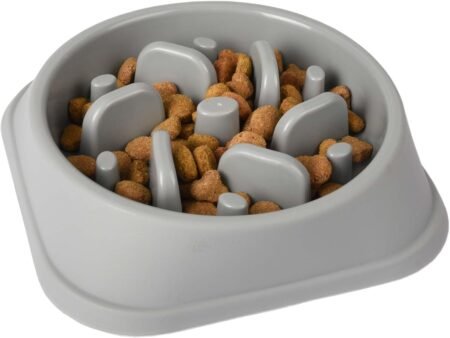 Comedero Slow Feeder BOBO Gris 500 ml – Antiglotones para Perros y Gatos (17 x 20,5 x 4,5 cm)