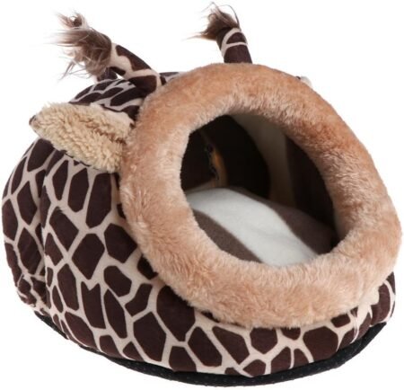 Casa Cueva Acogedora para Chinchilla y Cobaya – Cama Refugio Suave para Pequeños Animales (Diseño Jirafa)