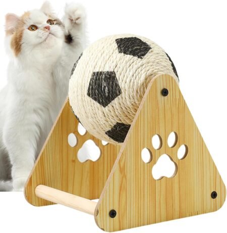 Bola Rascadora de Sisal para Gatos – Juguete Interactivo Tipo Fútbol para Limado de Uñas y Ejercicio